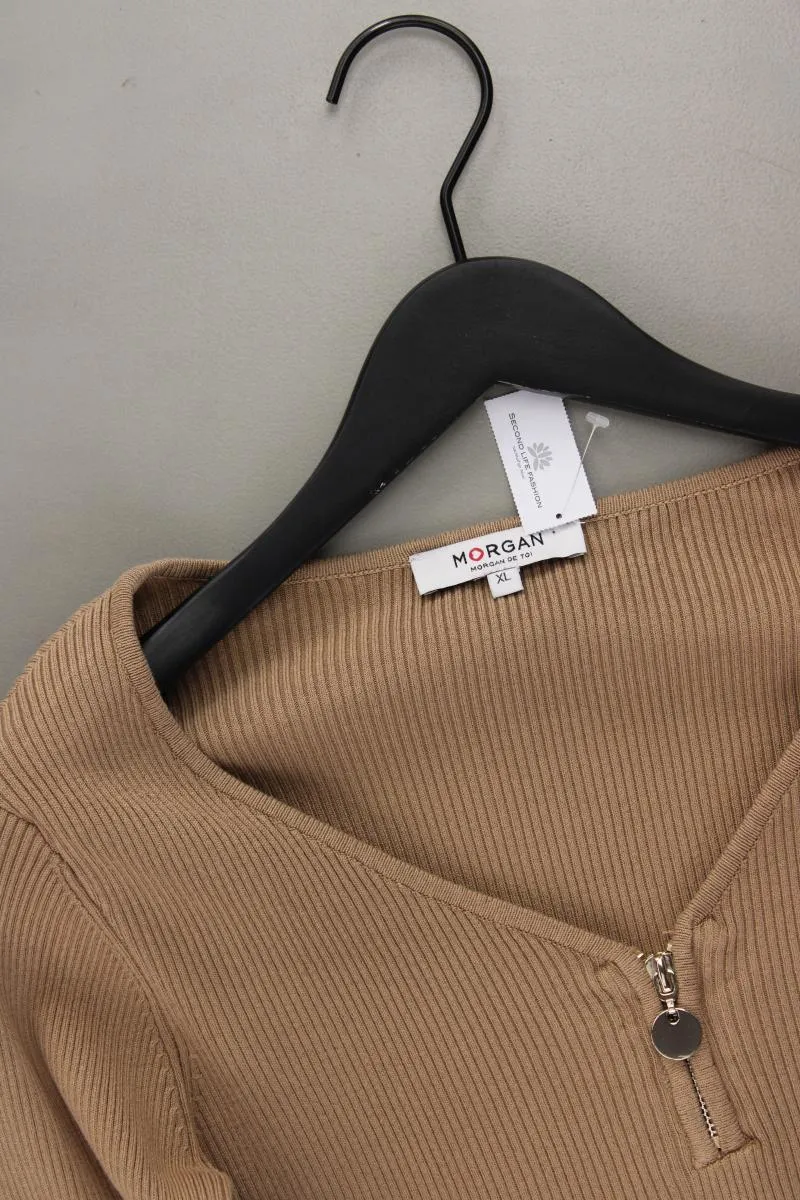 Morgan Shirt mit V-Ausschnitt Gr. XL Langarm braun aus Viskose
