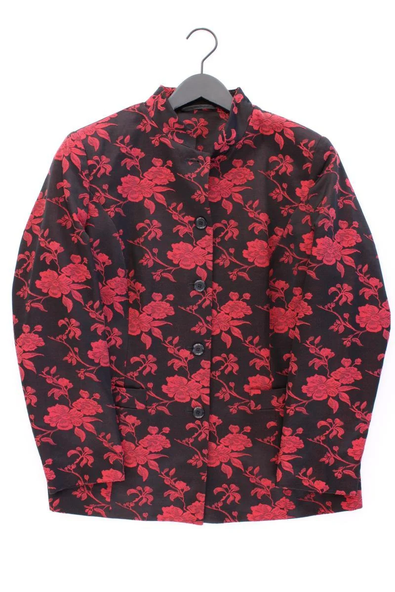 Denim & Co. Blazer Gr. 44 mit Blumenmuster neuwertig rot aus Baumwolle