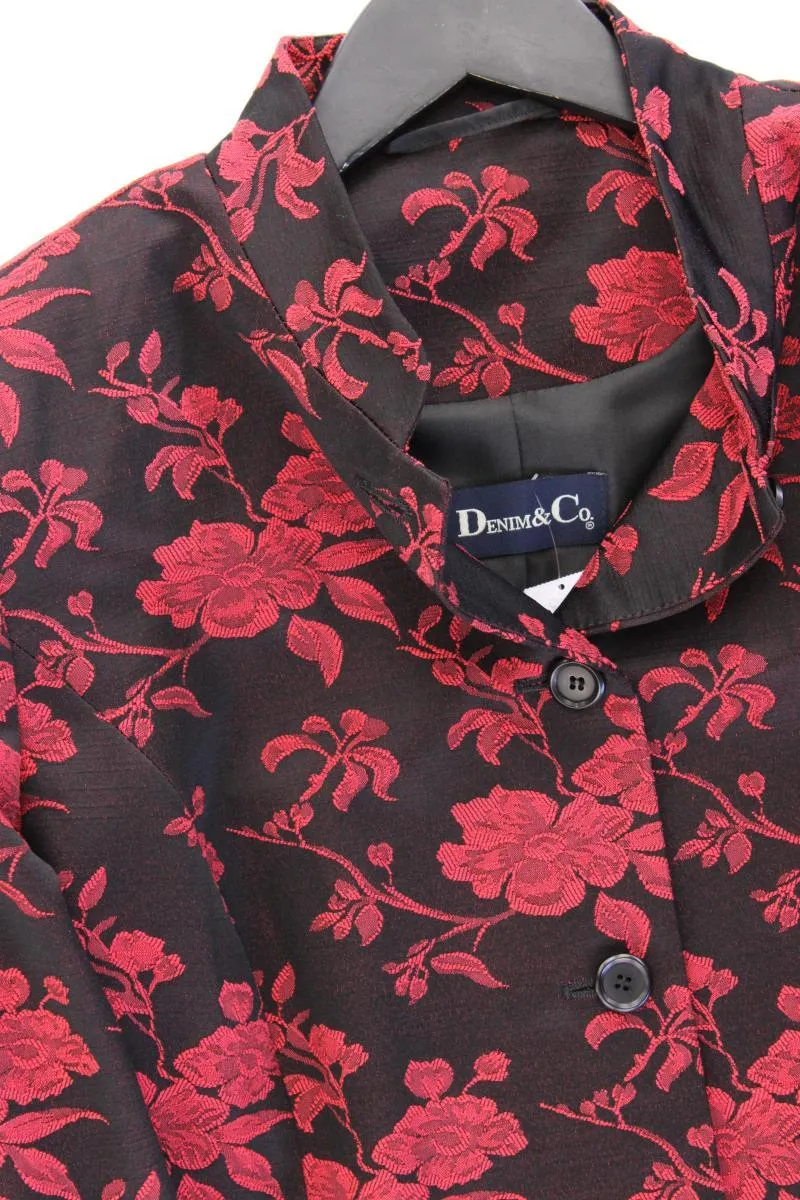 Denim & Co. Blazer Gr. 44 mit Blumenmuster neuwertig rot aus Baumwolle