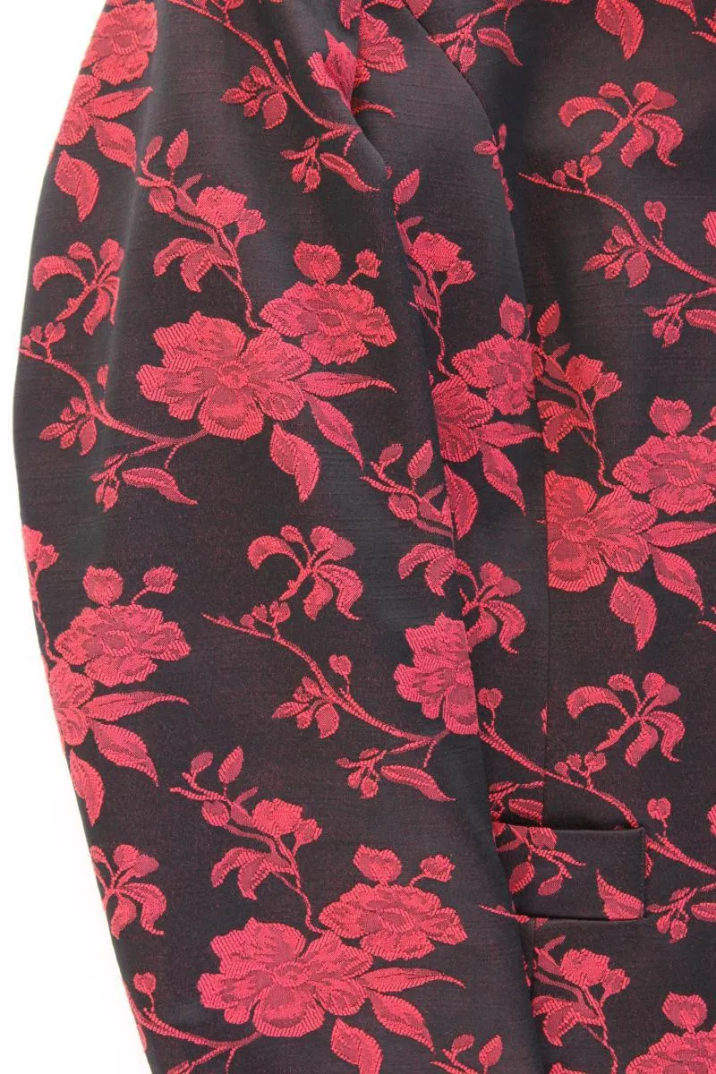 Denim & Co. Blazer Gr. 44 mit Blumenmuster neuwertig rot aus Baumwolle