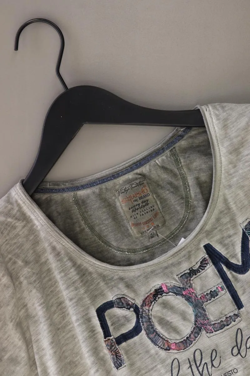 s'questo T-Shirt Gr. 42 Kurzarm mit Pailletten grau aus Baumwolle