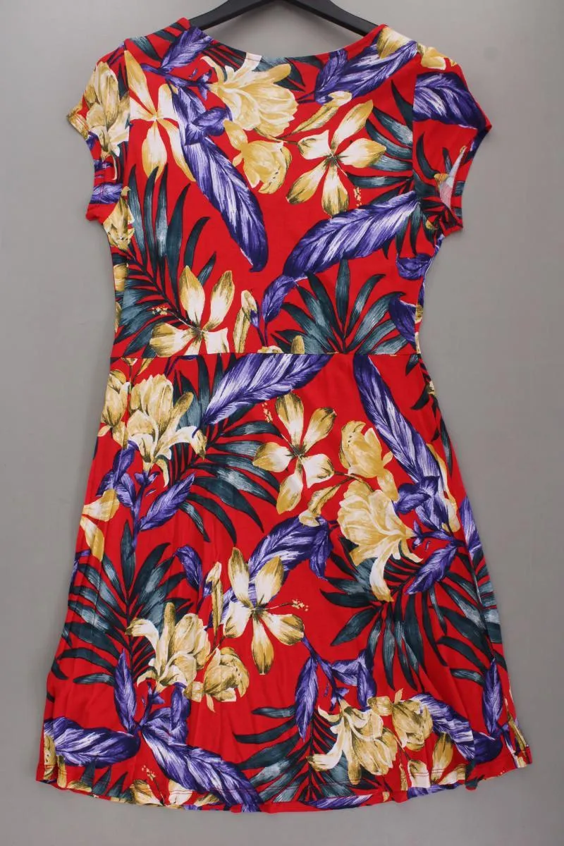 Lascana Jerseykleid Gr. 44 mit Blumenmuster neuwertig Kurzarm rot aus Viskose