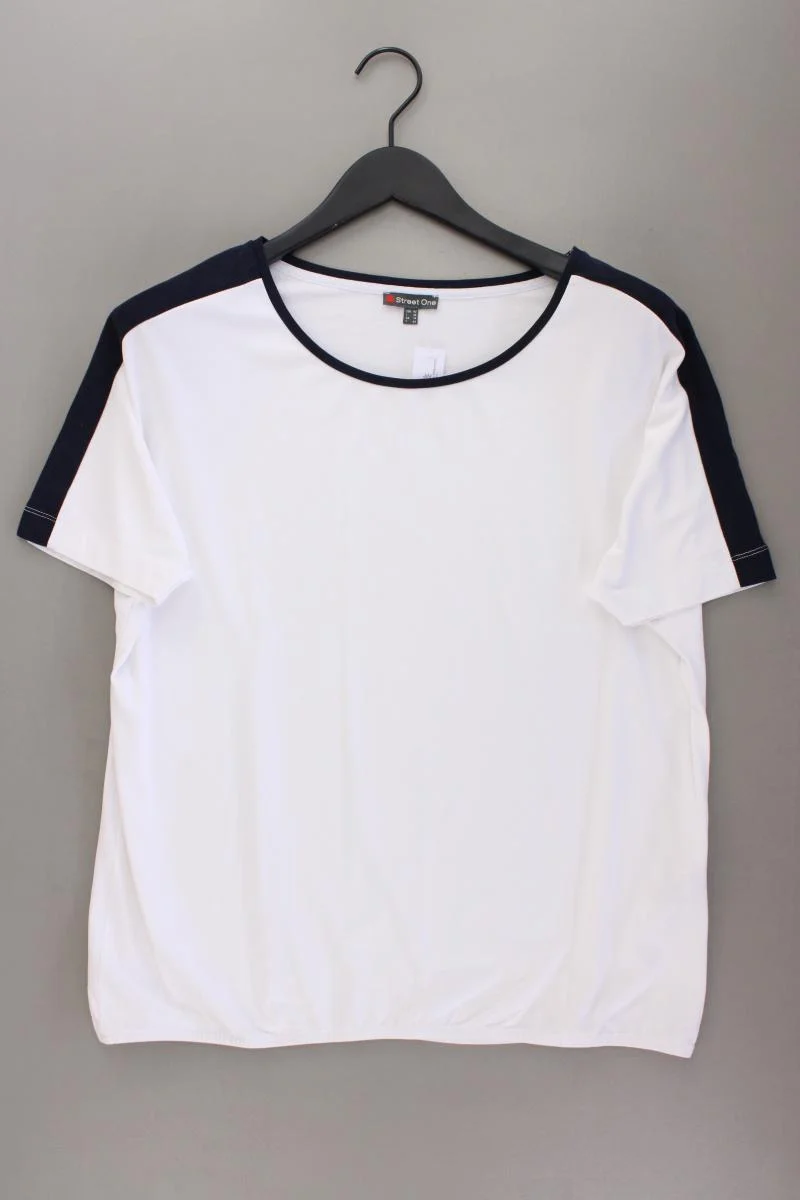 Street One T-Shirt Gr. 42 neuwertig Kurzarm weiß aus Viskose