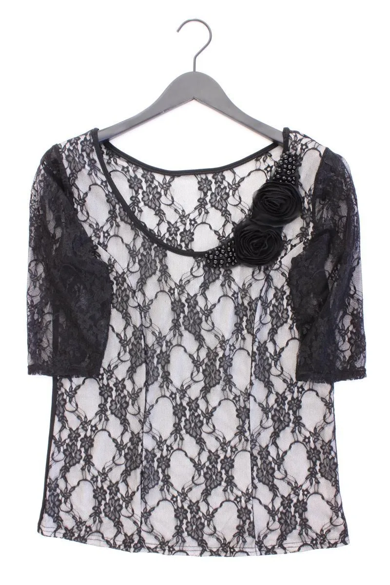 Ashley Brooke Shirt mit Spitze Gr. 42 Kurzarm schwarz aus Viskose