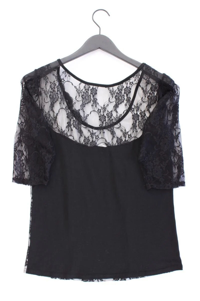 Ashley Brooke Shirt mit Spitze Gr. 42 Kurzarm schwarz aus Viskose