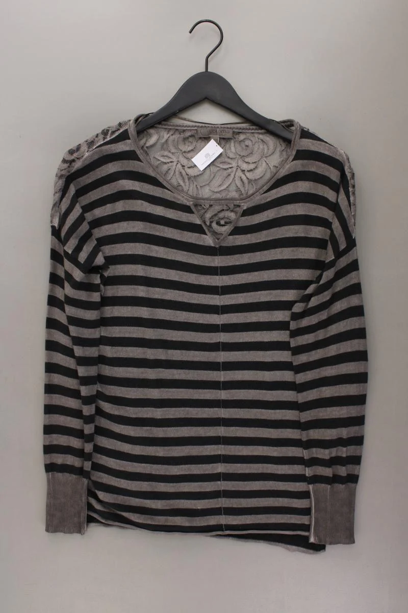 comma, Feinstrickpullover Gr. 40 gestreift grau aus Baumwolle