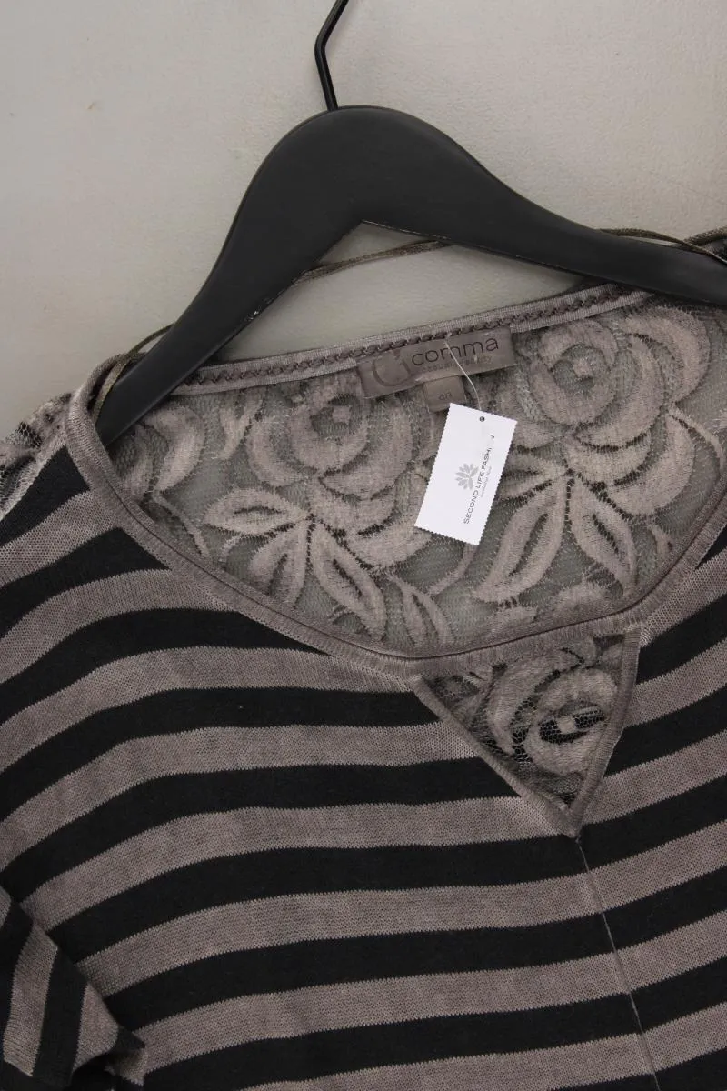 comma, Feinstrickpullover Gr. 40 gestreift grau aus Baumwolle