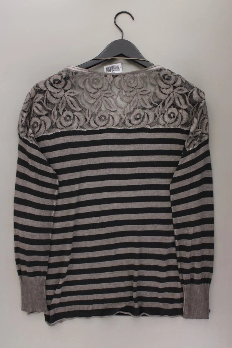 comma, Feinstrickpullover Gr. 40 gestreift grau aus Baumwolle