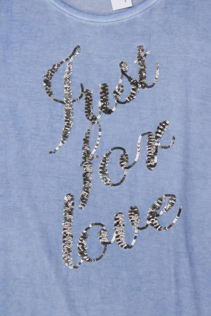 Sure T-Shirt Gr. XXL Kurzarm mit Pailletten blau aus Viskose