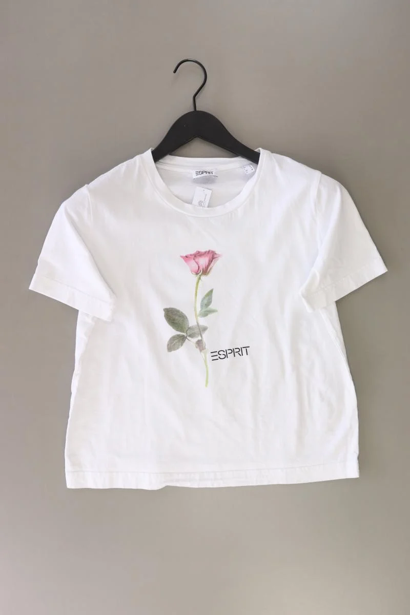 Esprit Printshirt Gr. S Kurzarm weiß aus Baumwolle