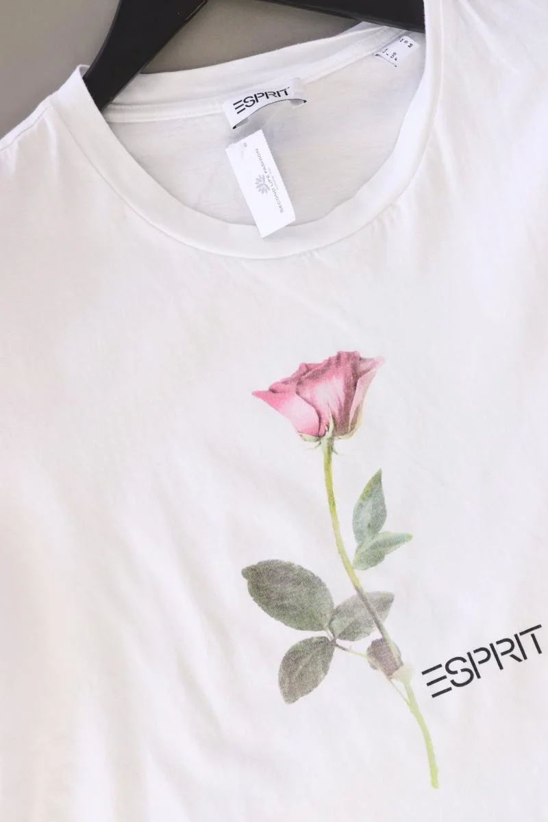 Esprit Printshirt Gr. S Kurzarm weiß aus Baumwolle