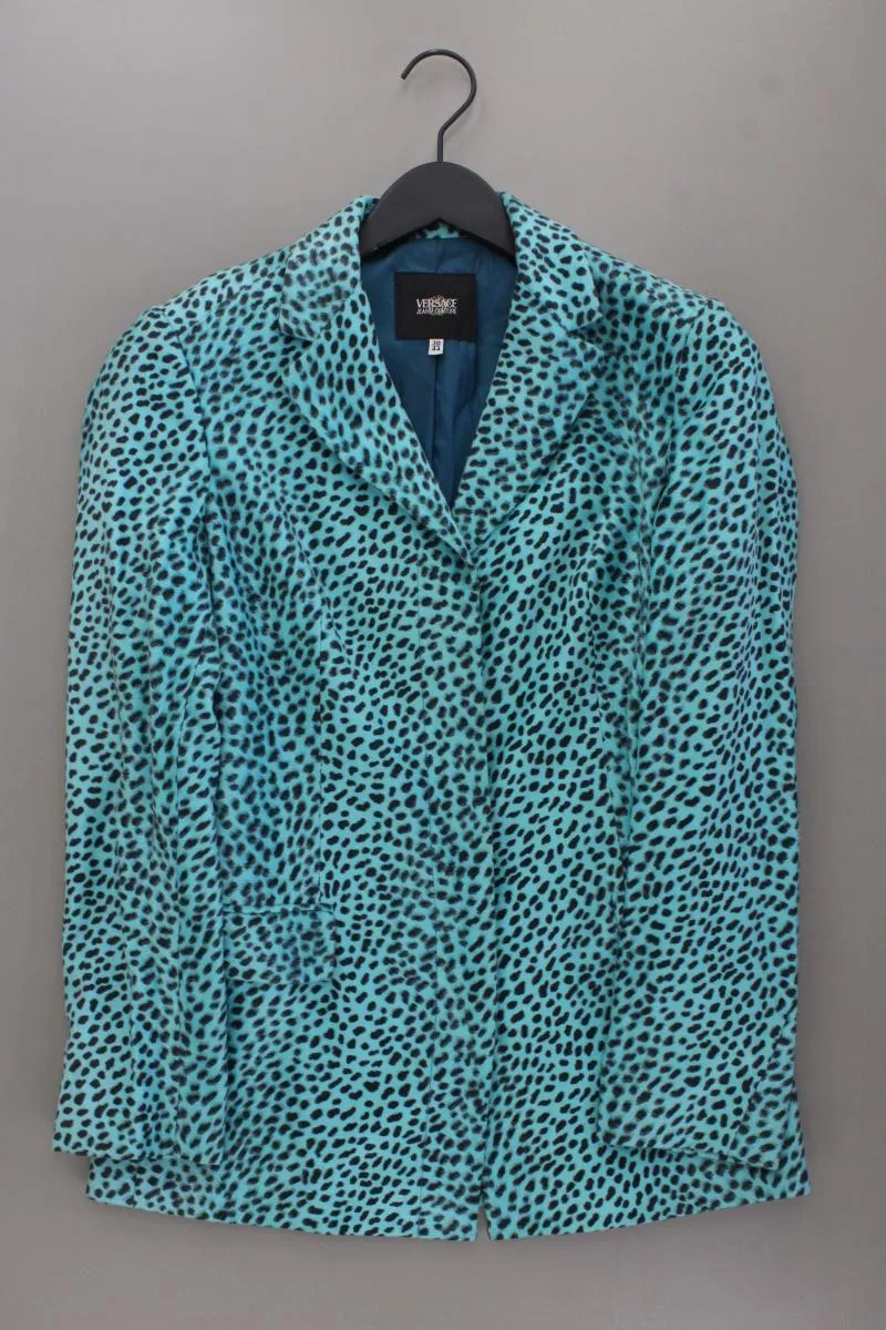 Versace Jeans Longblazer Gr. IT 44 (M) mit Tierdruck Vintage türkis aus Viskose
