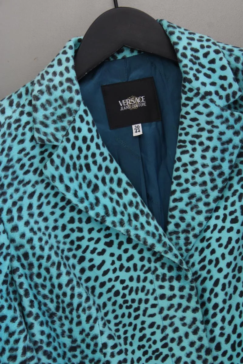 Versace Jeans Longblazer Gr. IT 44 (M) mit Tierdruck Vintage türkis aus Viskose