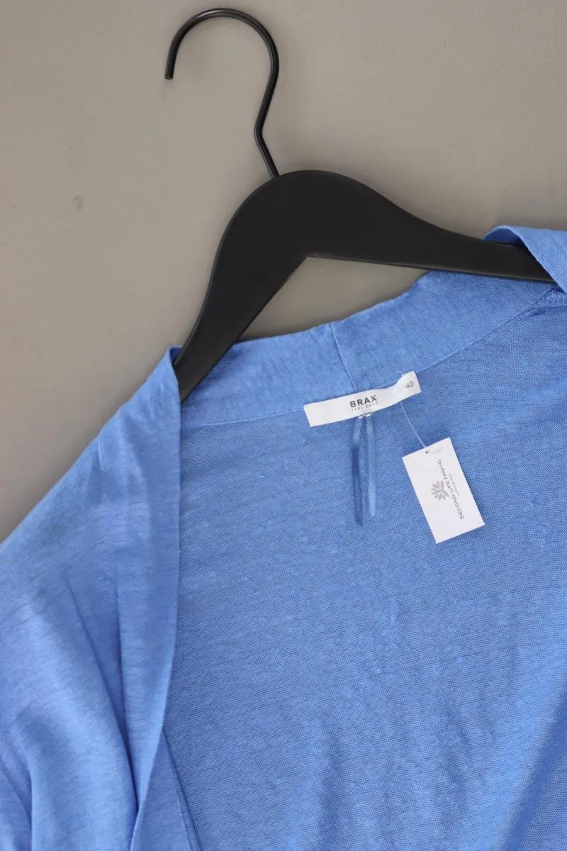 Brax Strickjacke Gr. 40 3/4 Ärmel blau aus Leinen