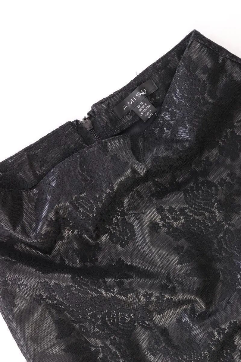 Amisu Rock Gr. 36 mit Blumenmuster schwarz aus Polyester