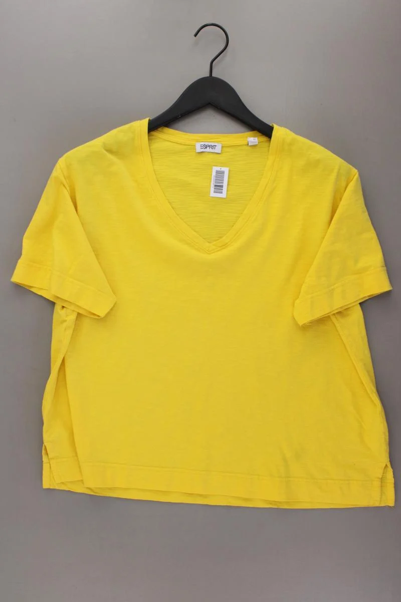 Esprit Shirt mit V-Ausschnitt Gr. XXL Kurzarm gelb aus Baumwolle