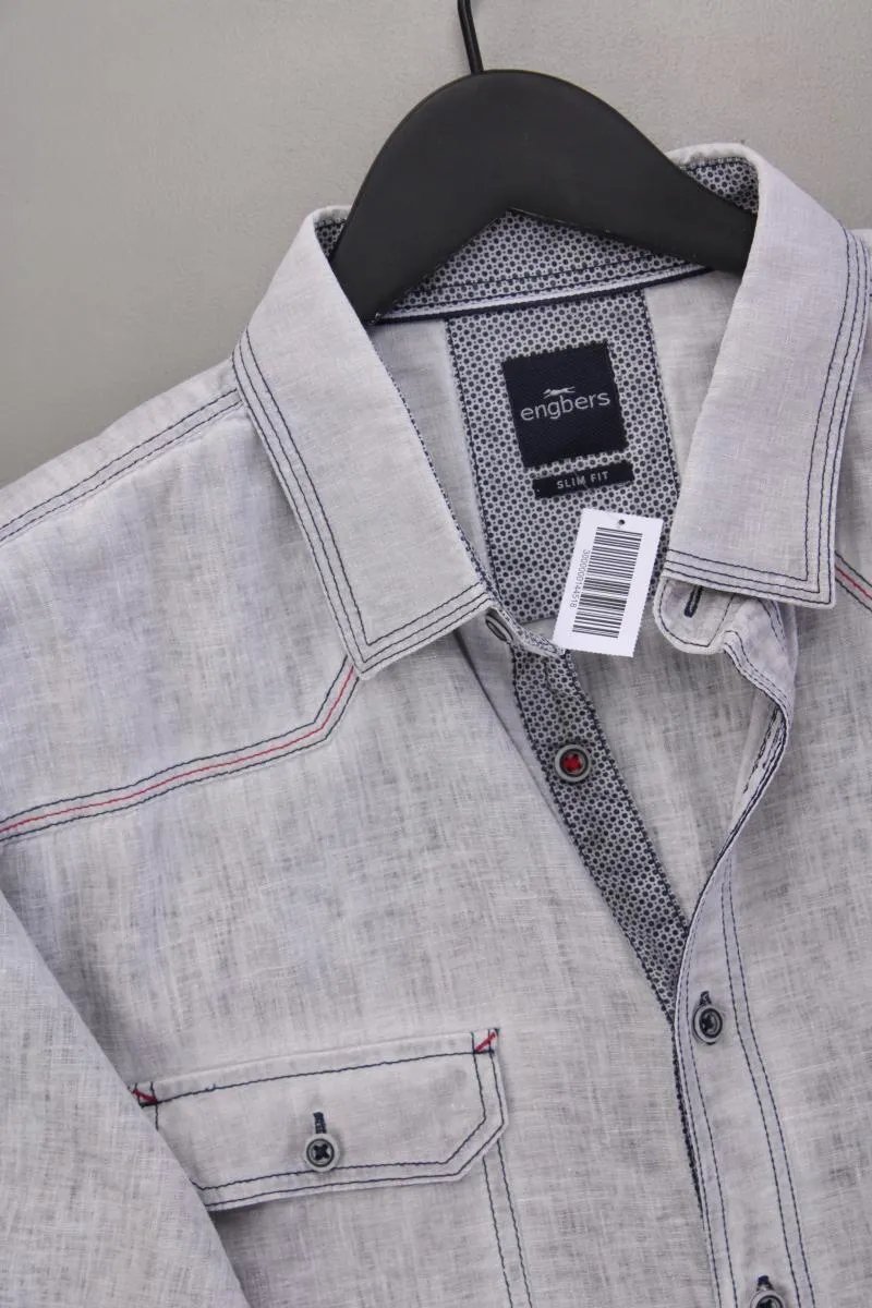 Engbers Leinenhemd für Herren Gr. XL Kurzarm grau