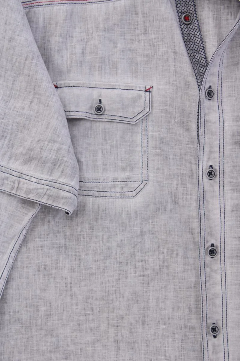 Engbers Leinenhemd für Herren Gr. XL Kurzarm grau