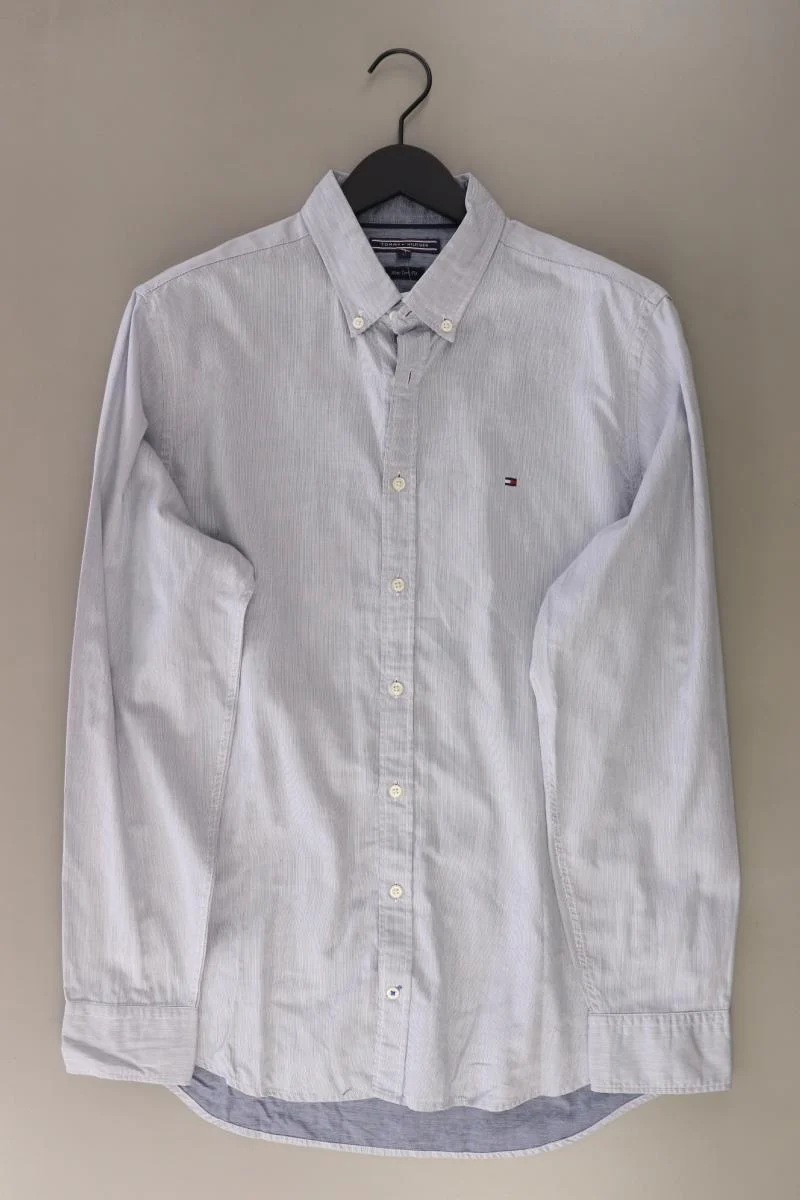 Tommy Hilfiger Langarmhemd für Herren Gr. L blau aus Baumwolle