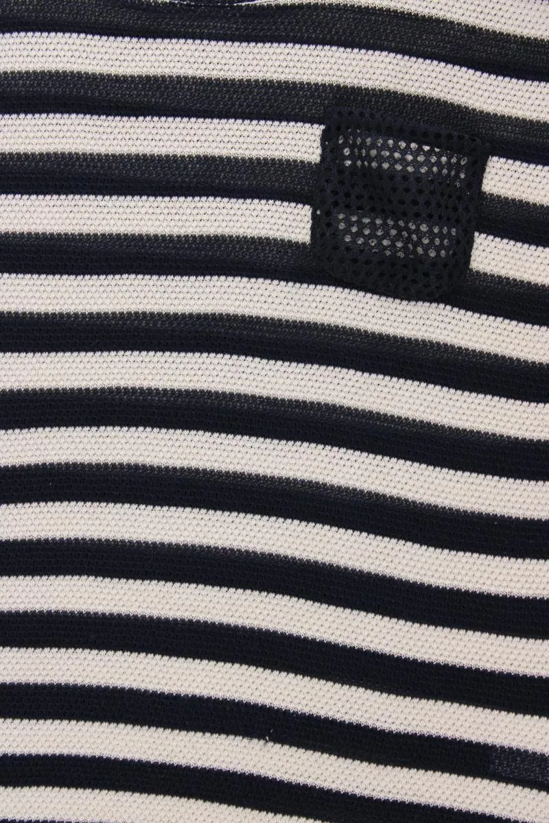Kalisson Strickshirt Gr. M gestreift Kurzarm blau aus Baumwolle