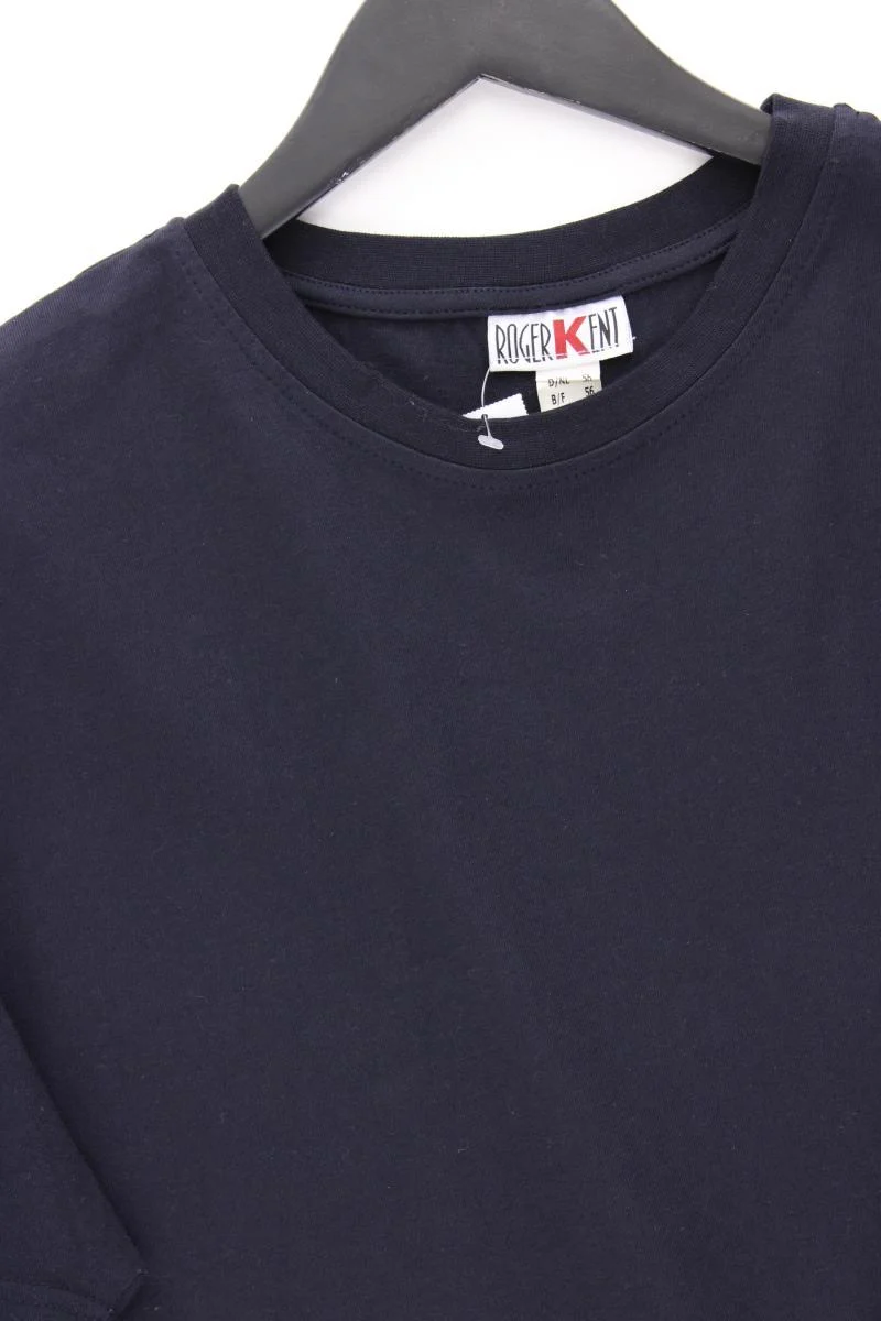 Roger Kent Shirt für Herren Gr. 56 Kurzarm blau aus Baumwolle