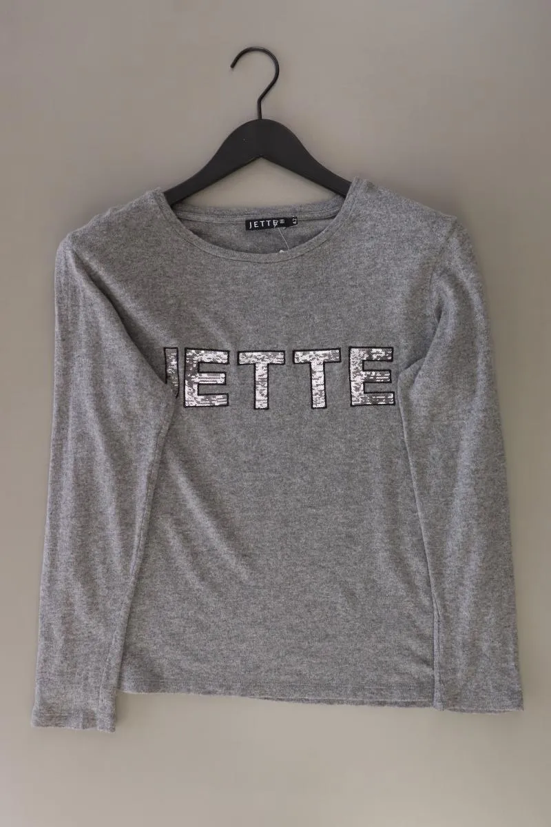 Jette Feinstrickpullover Gr. 42 mit Pailletten grau aus Viskose
