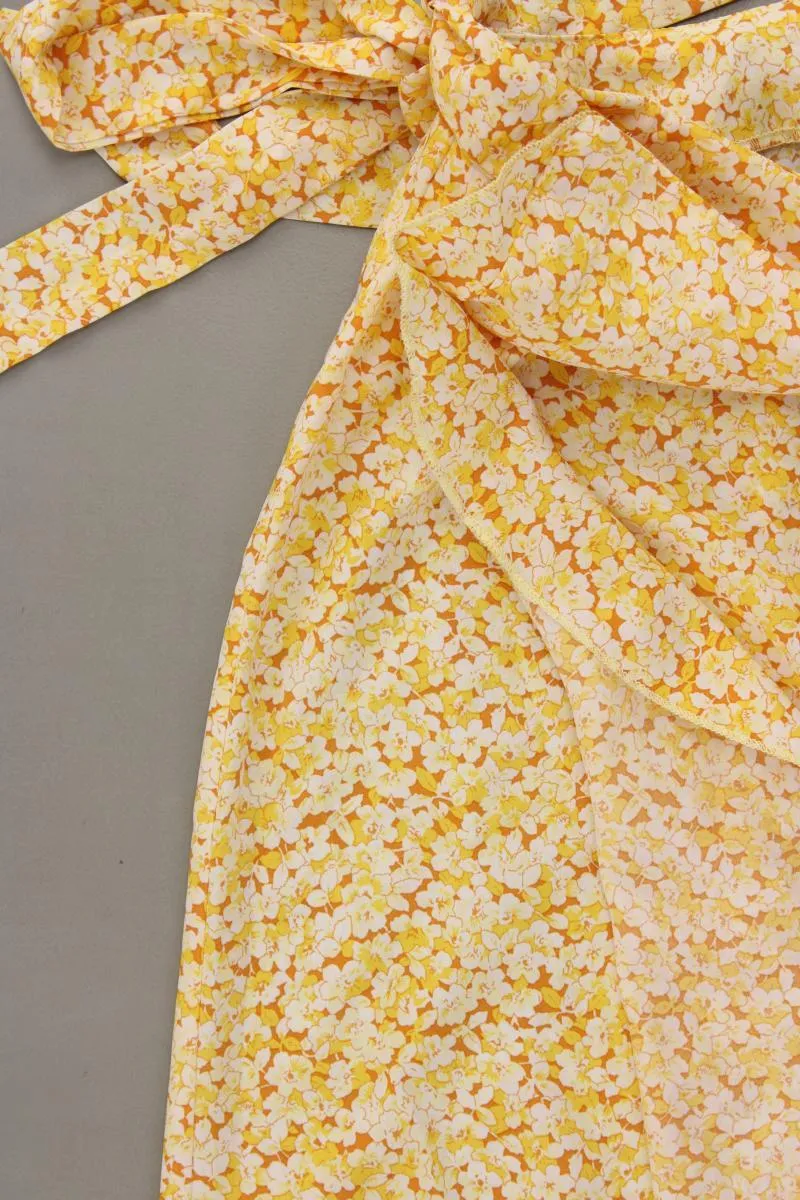 Shein Wickelrock Gr. 48 mit Blumenmuster neuwertig gelb aus Polyester