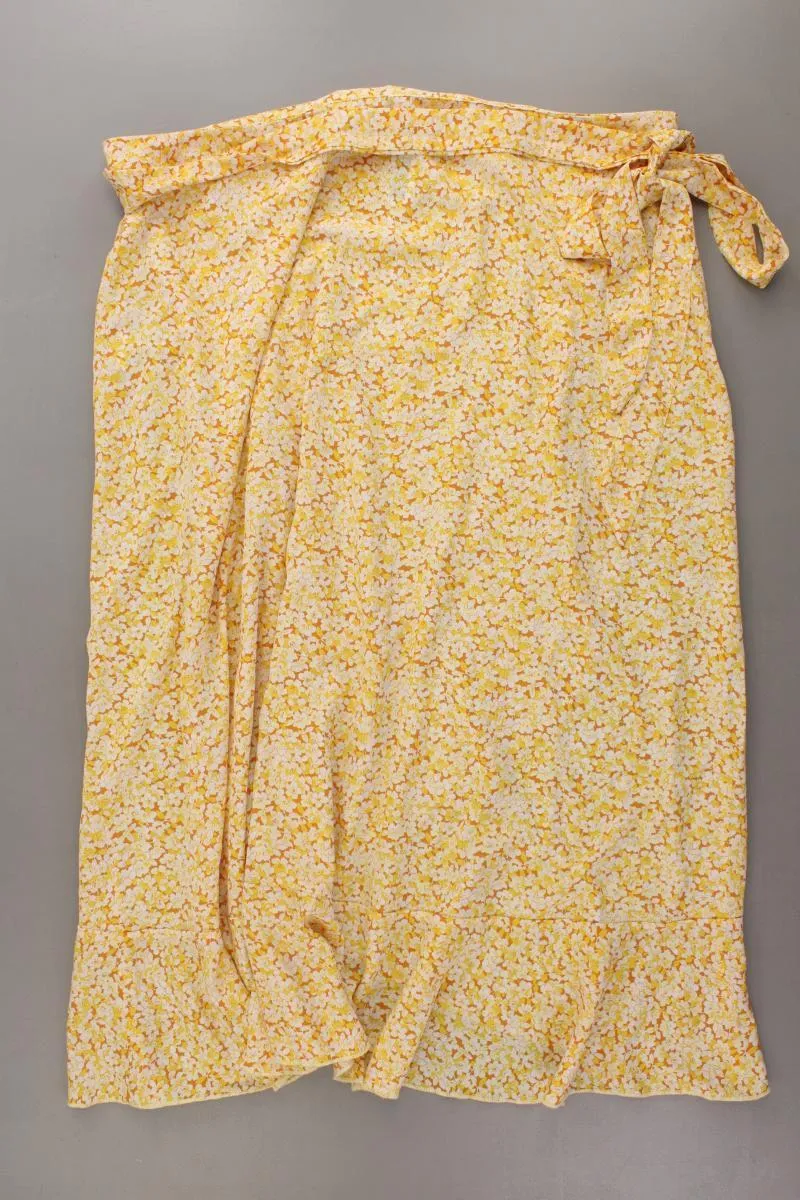 Shein Wickelrock Gr. 48 mit Blumenmuster neuwertig gelb aus Polyester