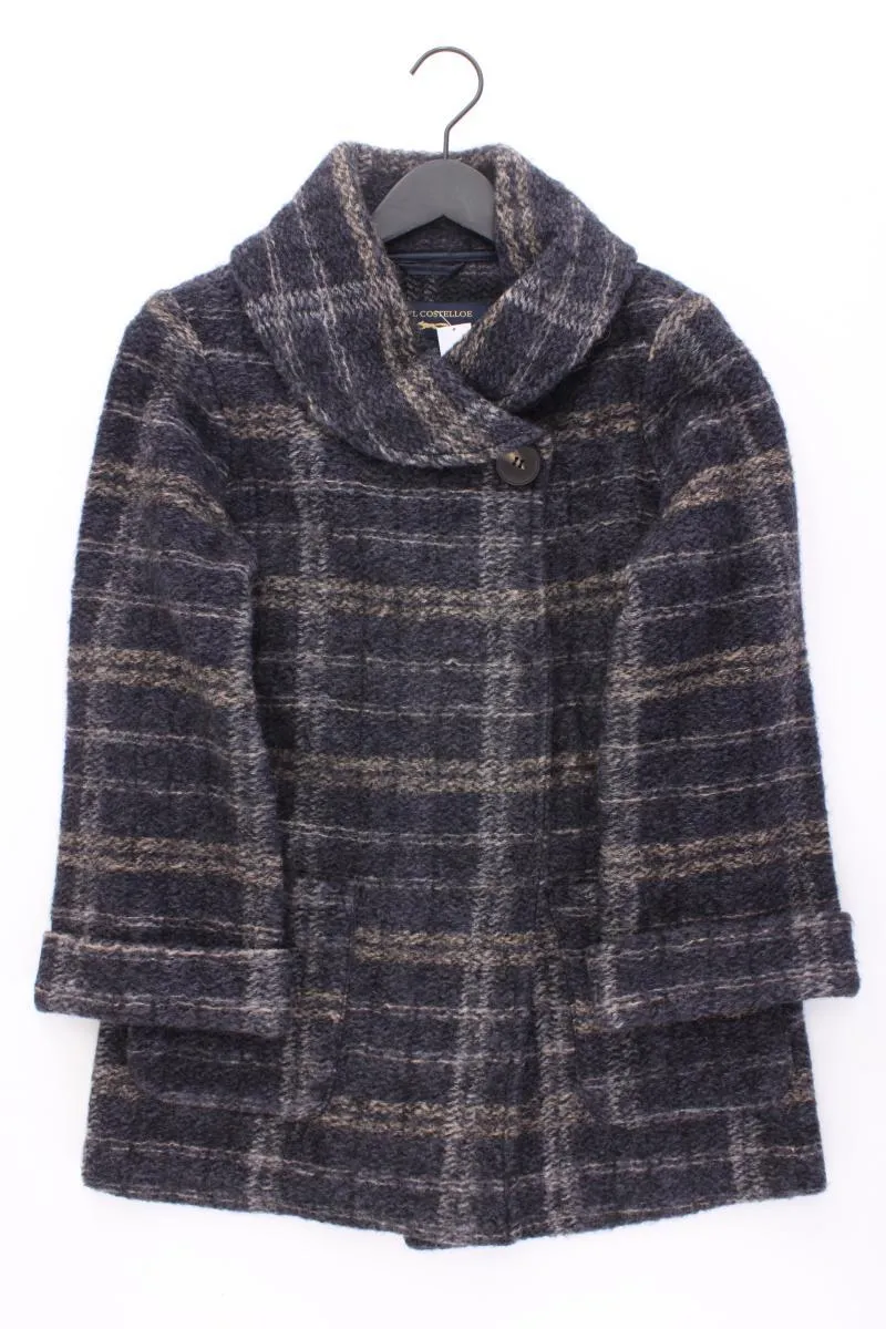PAUL COSTELLOE Lange Jacke Gr. 38 kariert blau aus Polyester