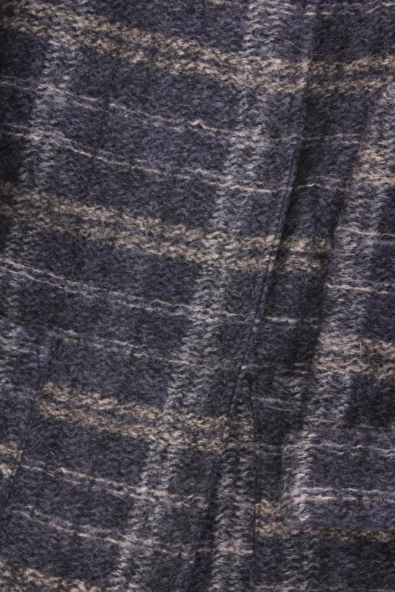 PAUL COSTELLOE Lange Jacke Gr. 38 kariert blau aus Polyester