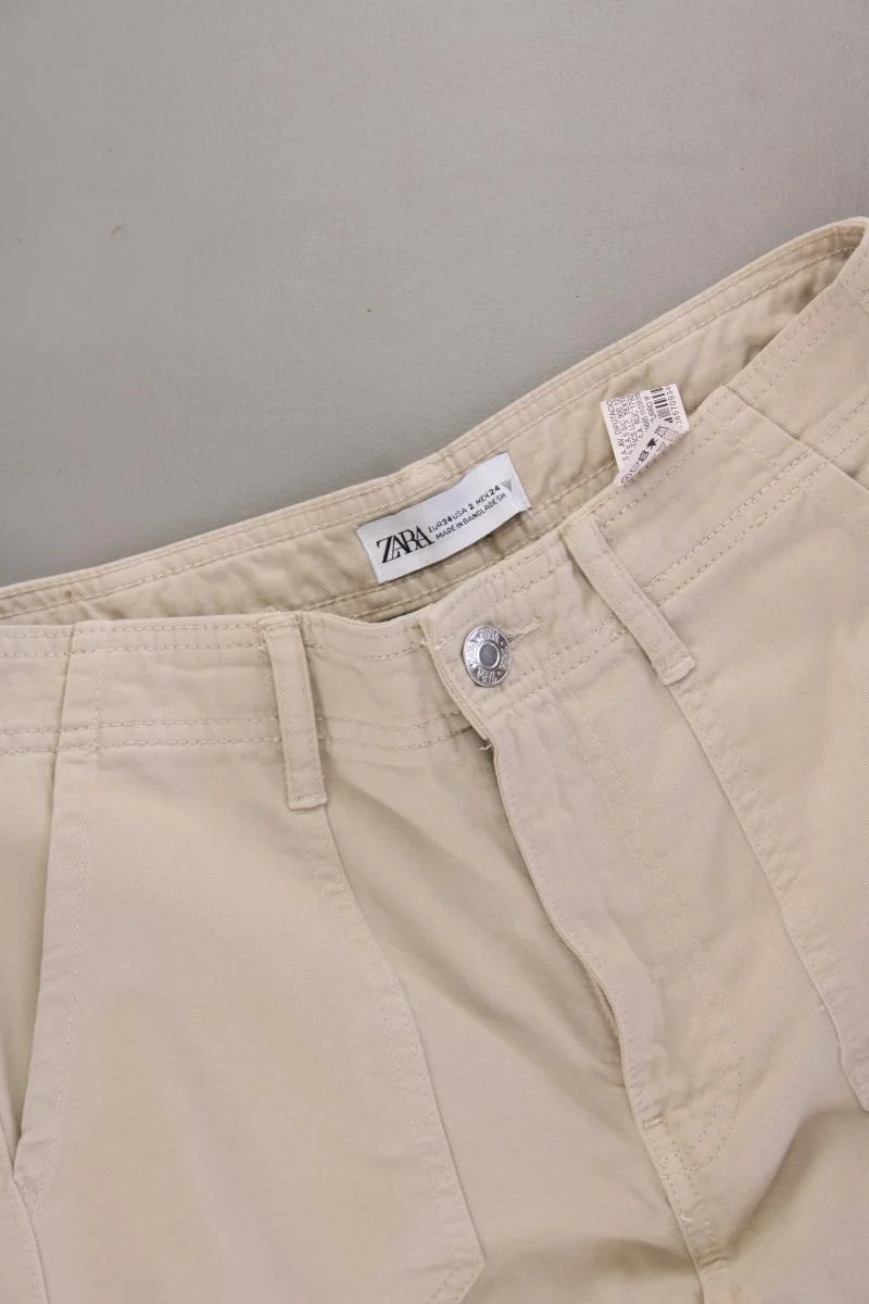 Zara Cargohose Gr. 34 creme aus Baumwolle