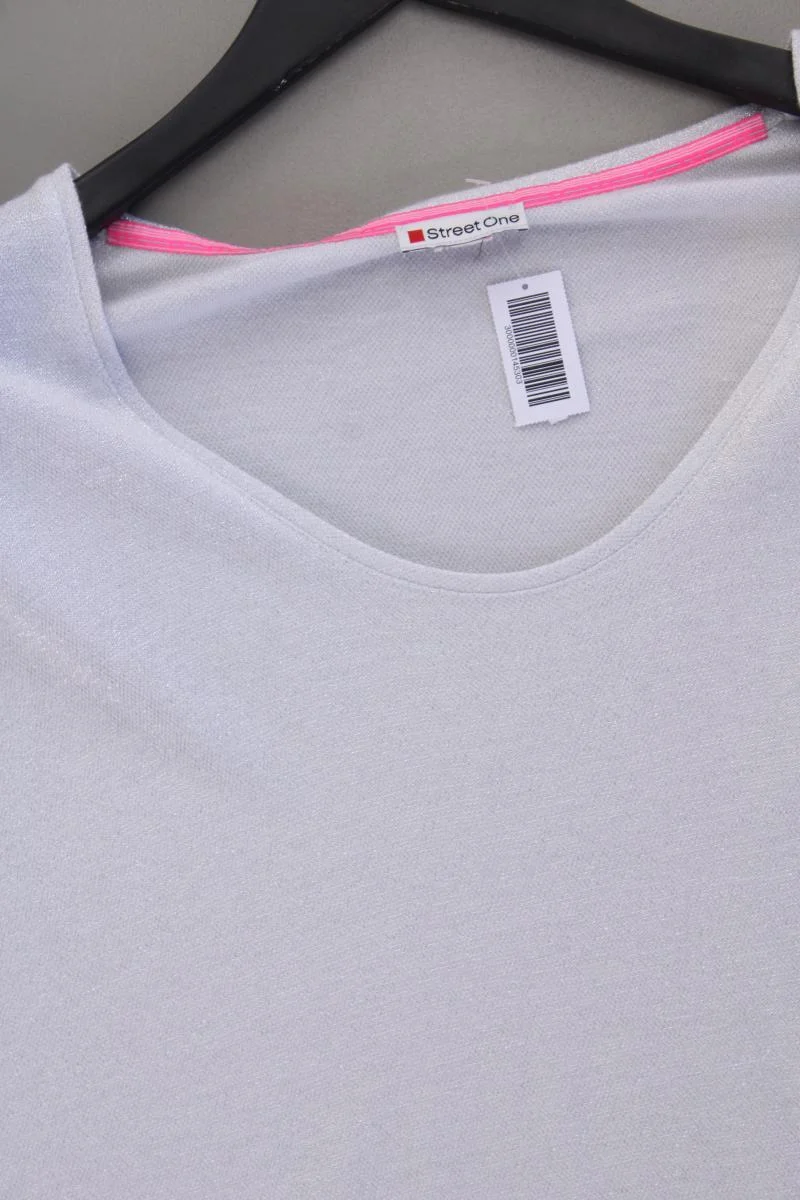 Street One T-Shirt Gr. 46 Kurzarm mit Glitzer silber
