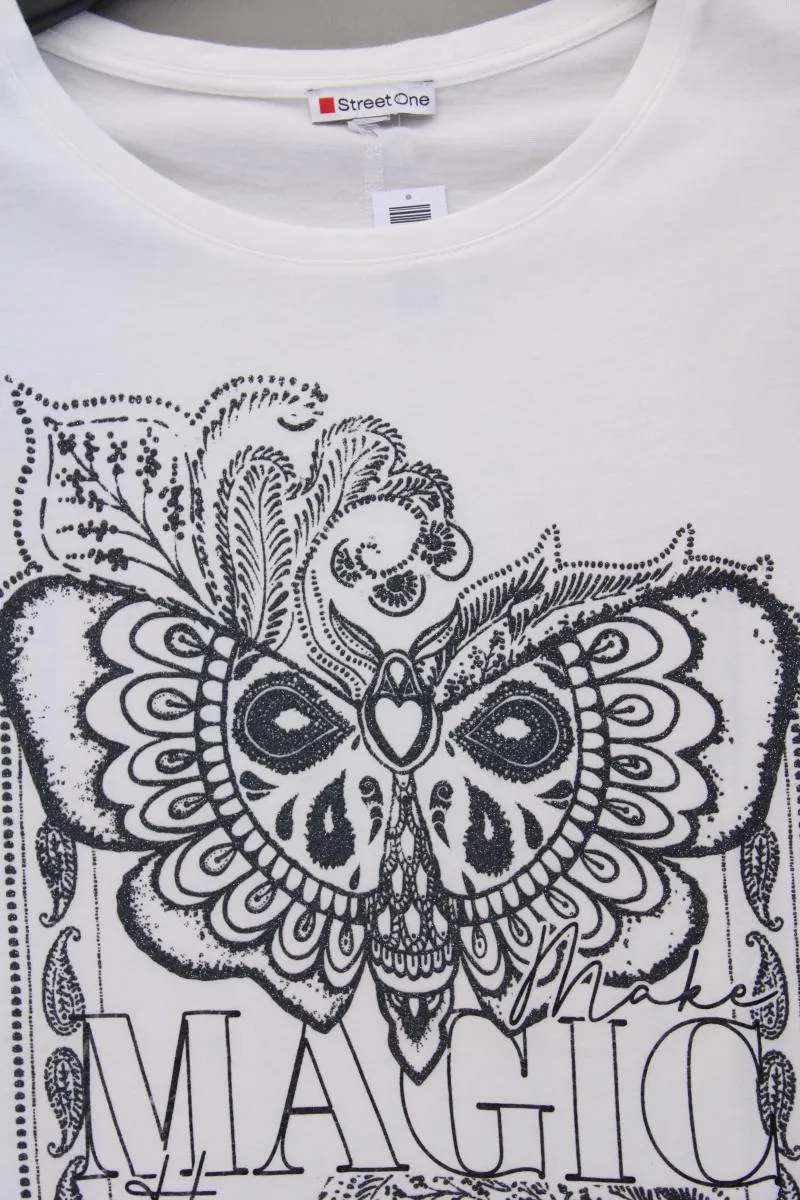 Street One Printshirt Gr. 46 Kurzarm weiß