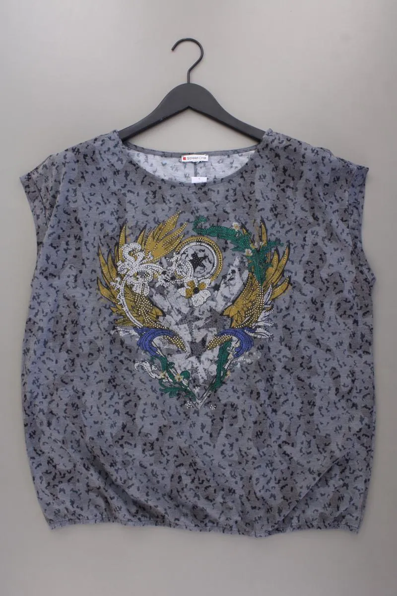 Street One Printshirt Gr. 48 Kurzarm grau
