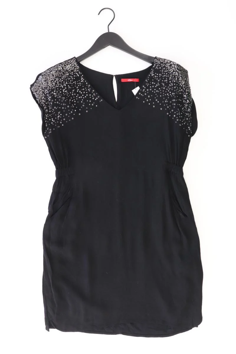 s.Oliver Kurzarmkleid Gr. 38 mit Pailletten schwarz aus Viskose