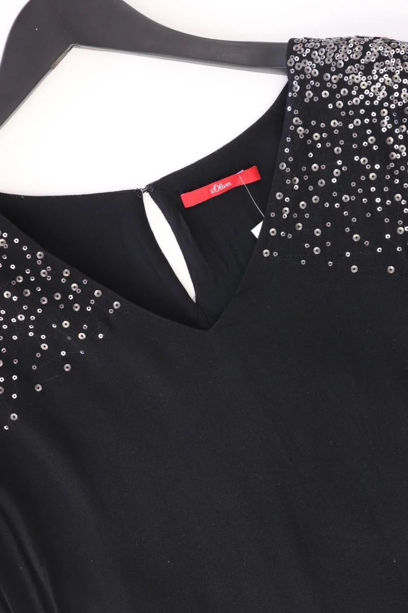 s.Oliver Kurzarmkleid Gr. 38 mit Pailletten schwarz aus Viskose