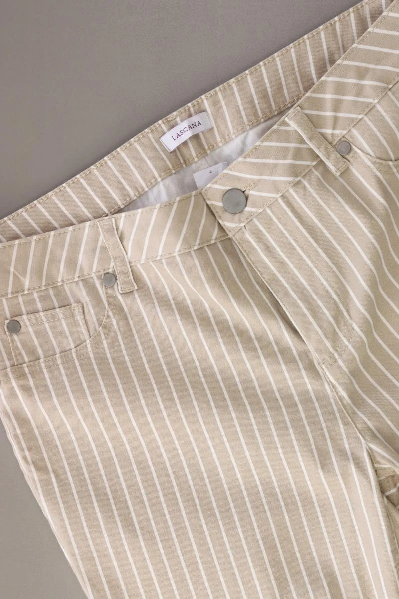 Lascana Five-Pocket-Hose Gr. 40 gestreift creme aus Baumwolle