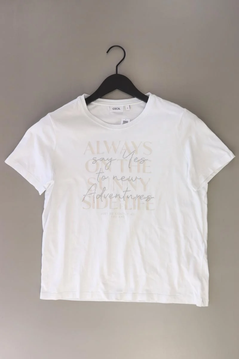 Cecil T-Shirt Gr. S Kurzarm weiß aus Baumwolle
