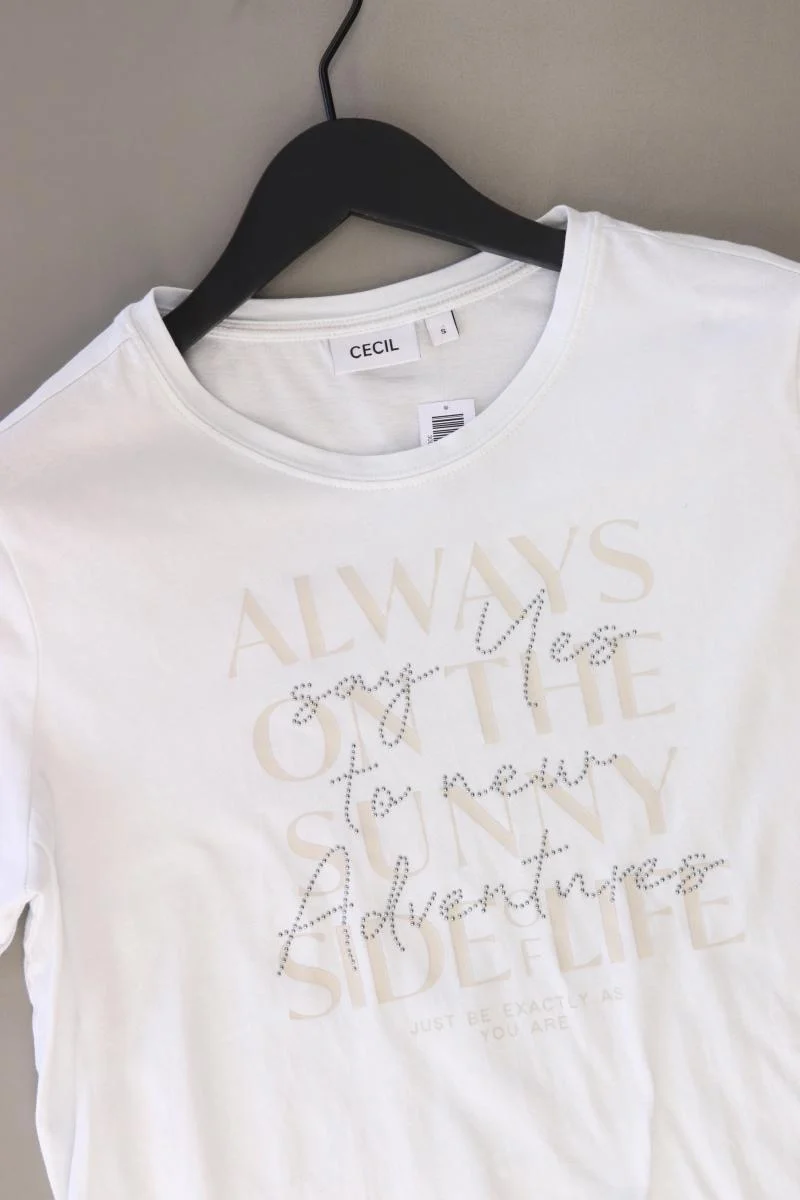 Cecil T-Shirt Gr. S Kurzarm weiß aus Baumwolle