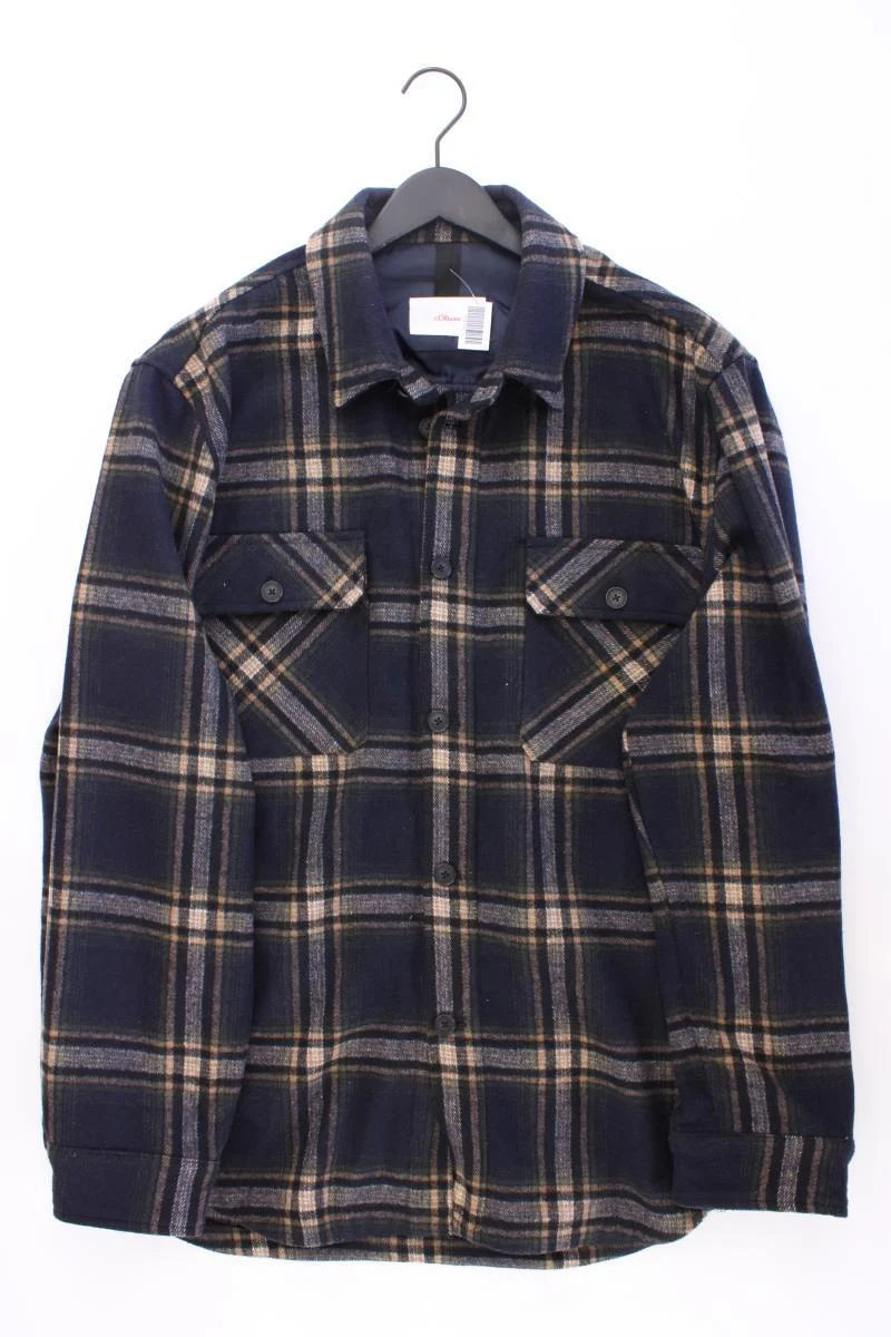 s.Oliver Hemdjacke für Herren Gr. XXL kariert blau aus Polyester