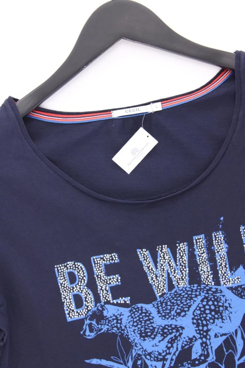 Cecil Printshirt Gr. L Kurzarm blau