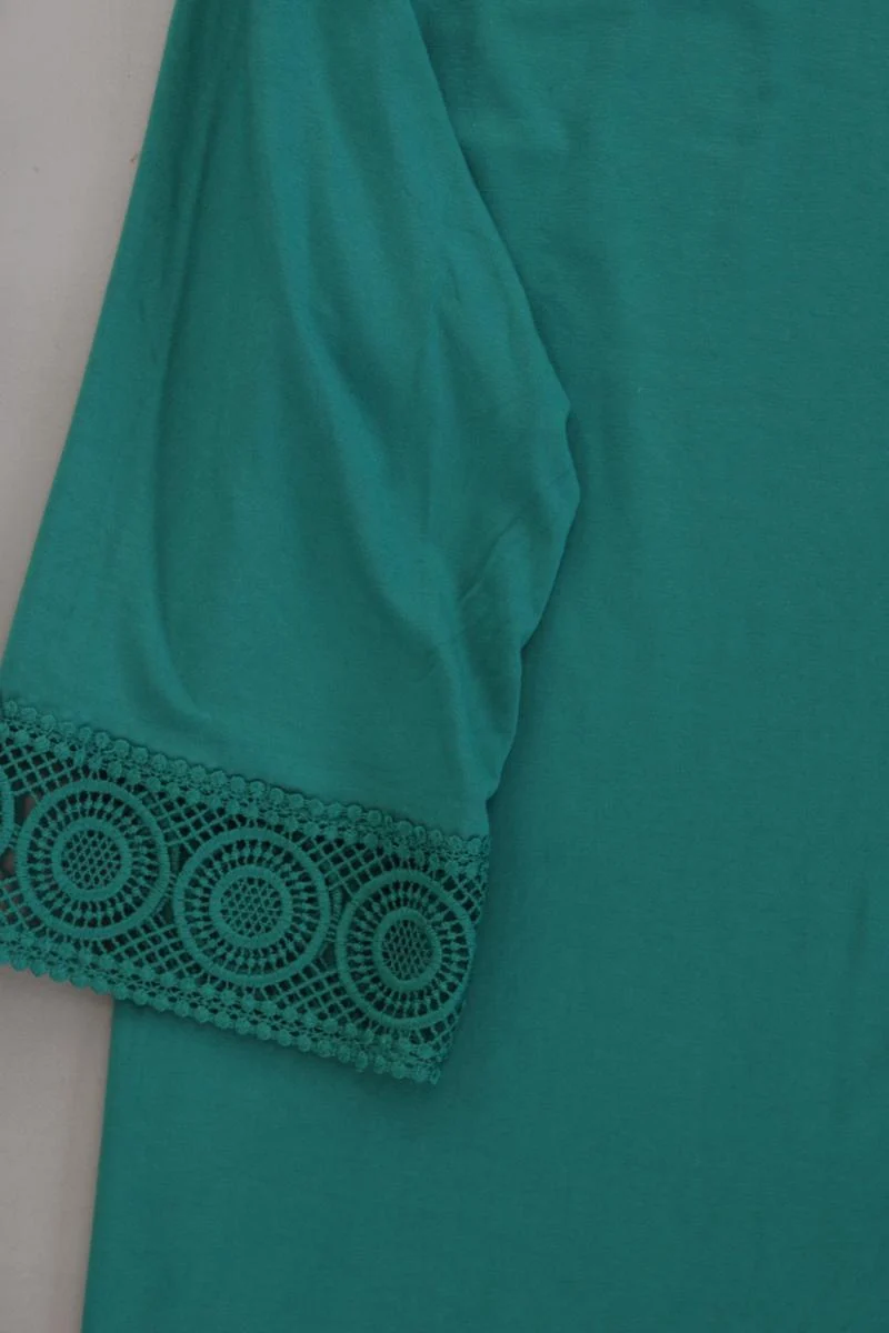 Création L. Shirt Gr. 48 neuwertig 3/4 Ärmel grün aus Viskose