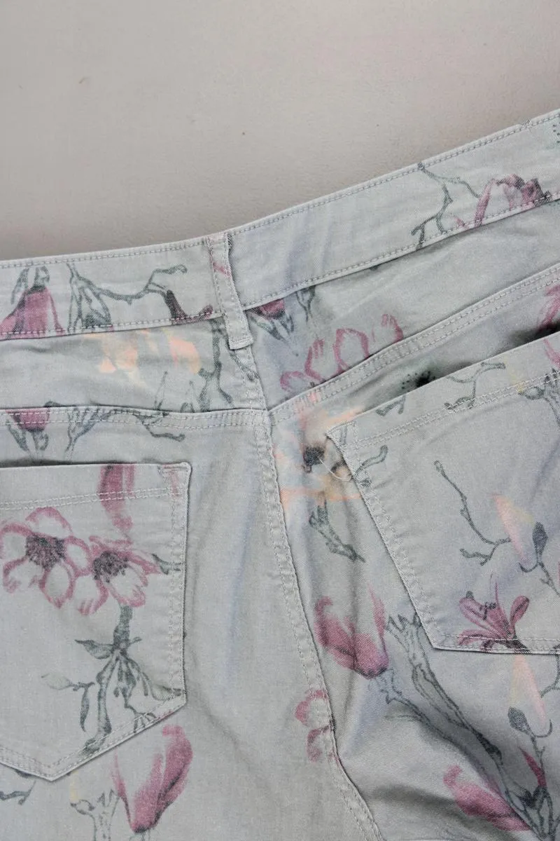 Lascana Hose Gr. 42 mit Blumenmuster mehrfarbig aus Baumwolle