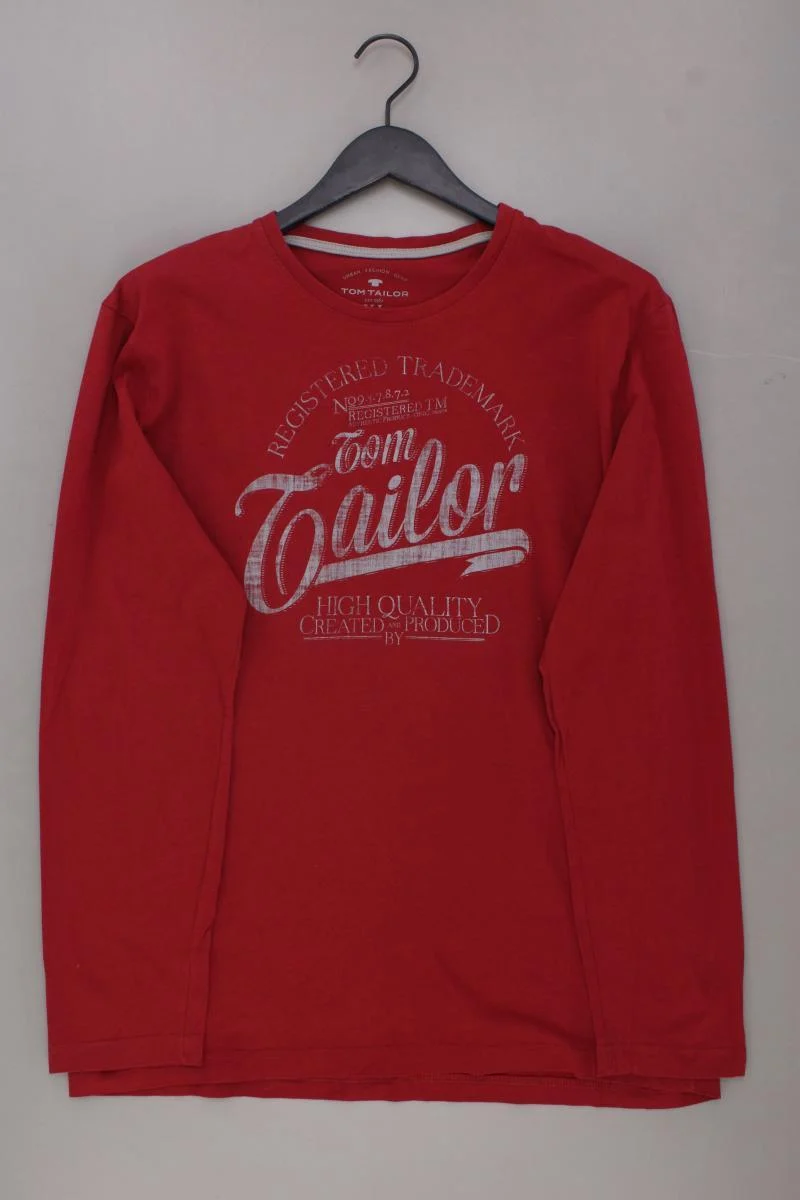 Tom Tailor Printshirt für Herren Gr. XL Langarm rot aus Baumwolle
