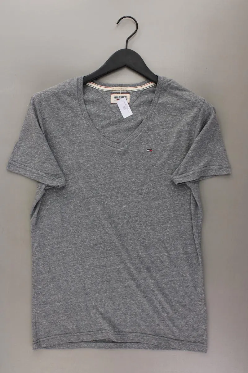 Hilfiger Denim Shirt mit V-Ausschnitt für Herren Gr. S Kurzarm grau