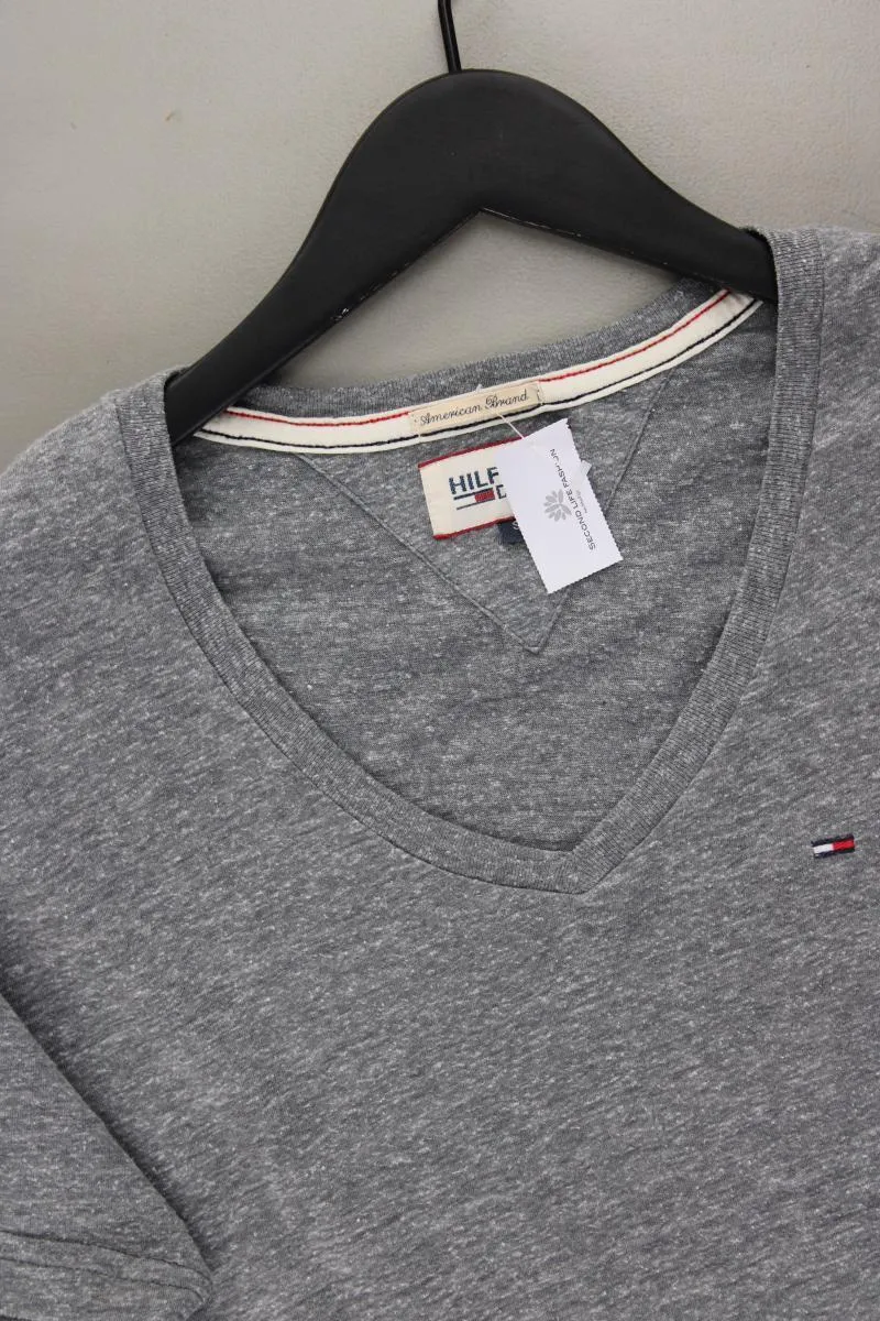 Hilfiger Denim Shirt mit V-Ausschnitt für Herren Gr. S Kurzarm grau
