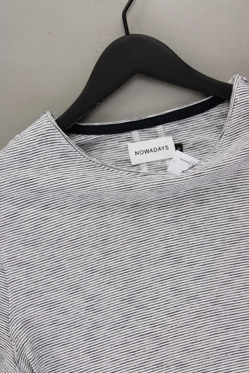 Nowadays Ringelshirt für Herren Gr. S gestreift Kurzarm grau aus Baumwolle
