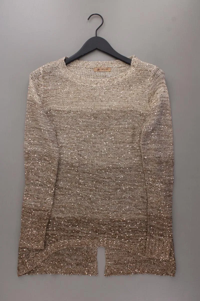 Strickpullover mit Pailletten Gr. M braun aus Polyacryl