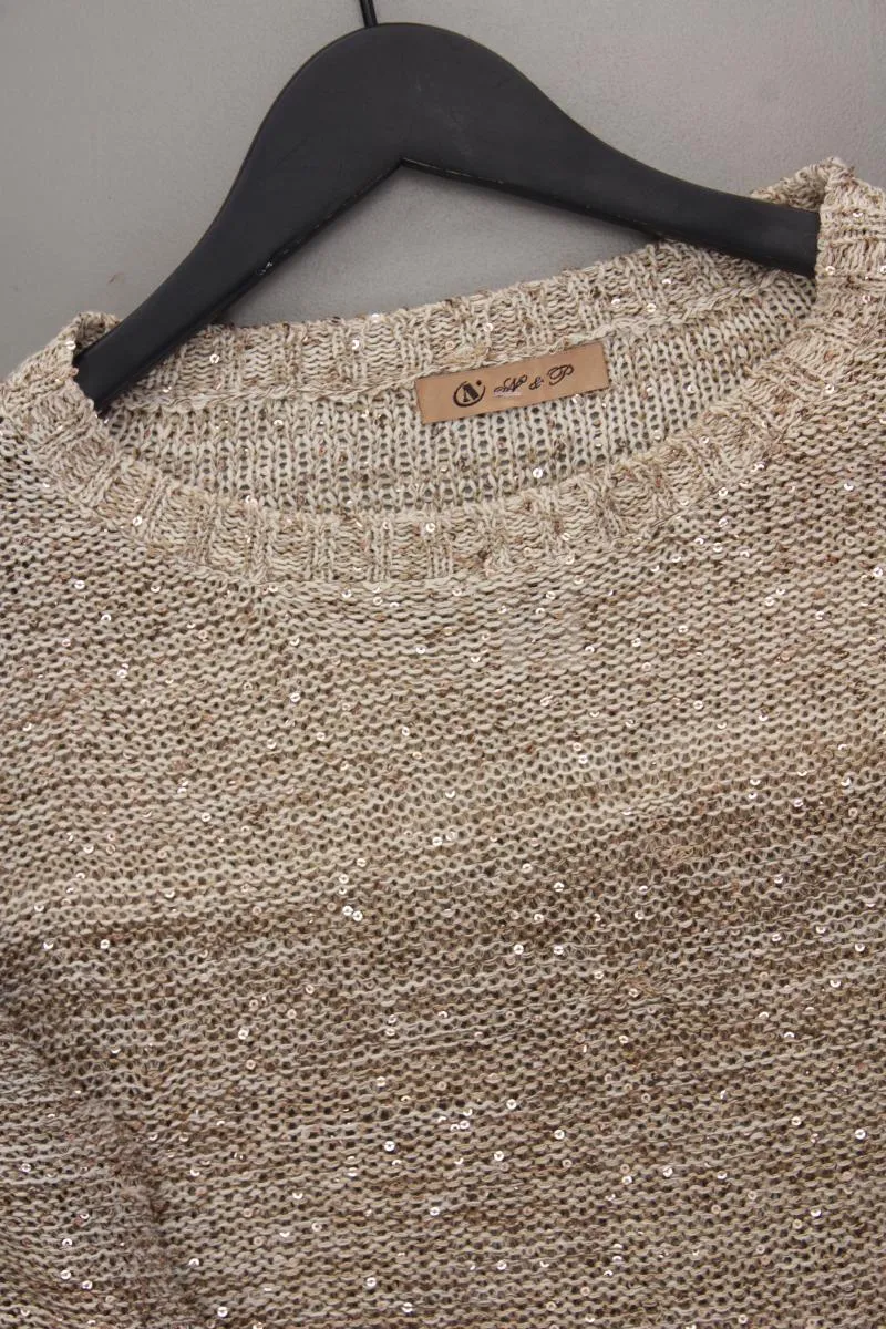 Strickpullover mit Pailletten Gr. M braun aus Polyacryl