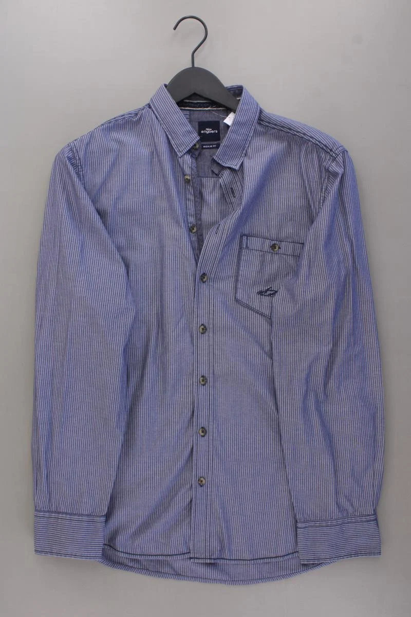 Engbers Langarmhemd für Herren Gr. Hemdgröße 39/40 gestreift blau aus Baumwolle